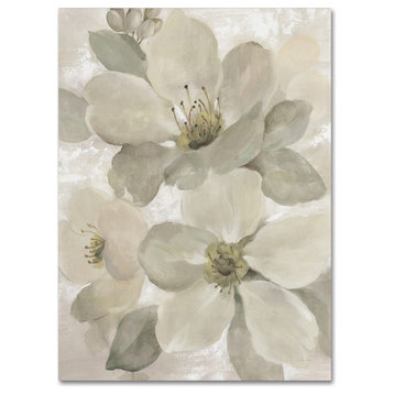 Silvia Vassileva 'White on White Floral I Crop Neutral' Canvas Art, 24x18