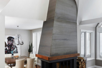 Living room - large contemporary living room idea in Montreal