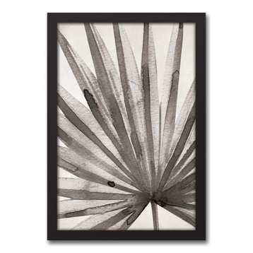 Beige Watercolor Palm 12x18 Black Framed Canvas