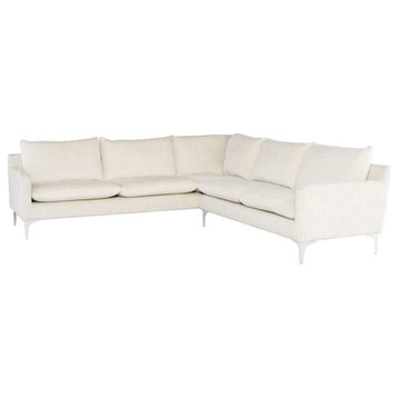 Nuevo Furniture Anders 2pc Sectional Sofa in Coconut/Silver