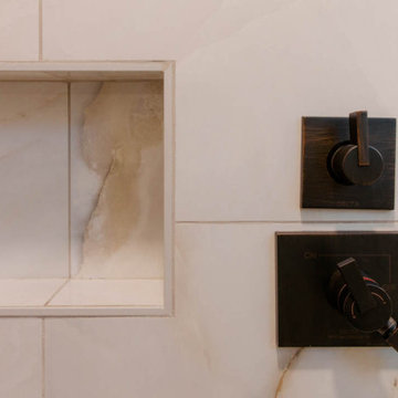 Functional and Artistic Bathroom Remodel: Barrier-Free Shower & Custom Design