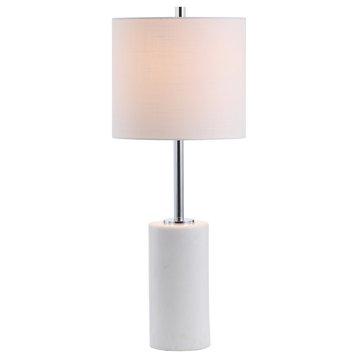 Aksel 25.5" Marble LED Table Lamp, White, Chrome