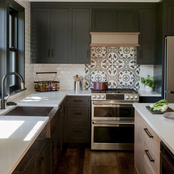 Transitional Kitchen in Black of Night