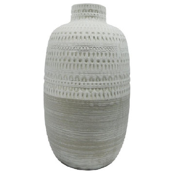Beige Tribal Vase, Short