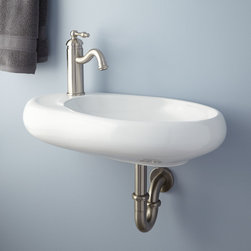 CARLENE PORCELAIN WALL-MOUNT SINK BATHROOM SINK WITH BUILT-IN SOAP DISH - Bathroom Sinks