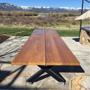 Teak X Base Outdoor Table