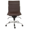 Eurostyle Dirk Low Back Armless Office Chair in Brown and Chrome