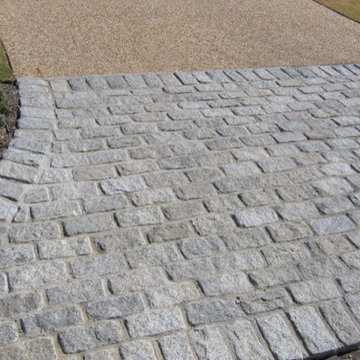 Granite driveway apron and Peagravel aggregate driveway and motor court (out of 