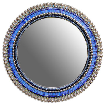 Iris Drop Mosaic Mirror, 19in Diameter, 30in Round