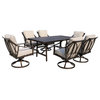 7 Piece Outdoor Liberty Bronze Aluminum Dining Set with 6 Swivel Chairs