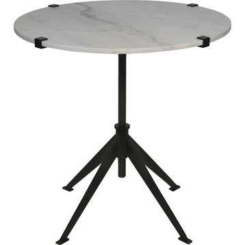 Edith Adjustable Side Table - Metal, Quartz, Large
