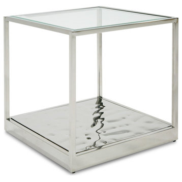 Modrest Braxton Contemporary Clear Wave Glass End Table