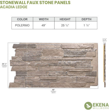 Acadia Ledge Stacked Stone, StoneWall Faux Stone Siding Panel,, Polermo