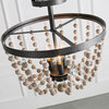 LNC 3-light Flush Mounts Ceiling Lights Distressed Wood Beads Black Finish Retro