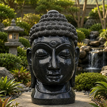 3 ft Serene Buddha Head Garden Sculpture