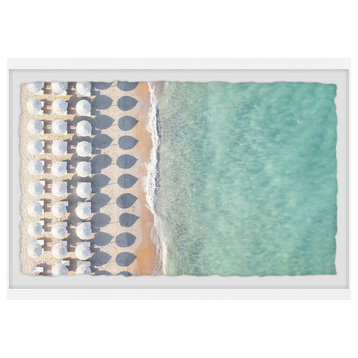 "White Sun Umbrellas" Framed Painting Print, 18x12