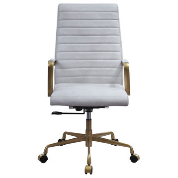 93168, Office Chair, Vintage White Top Grain Leather, Duralo