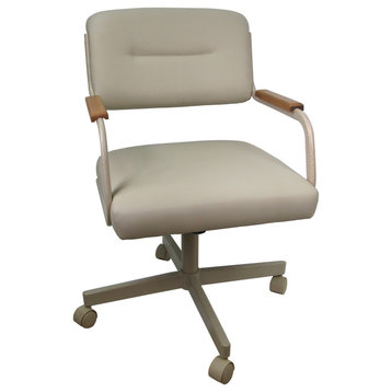 Swivel Tilt Kitchen Caster Chair with Wheels - M-114, Ocean Beige - Beige Natura