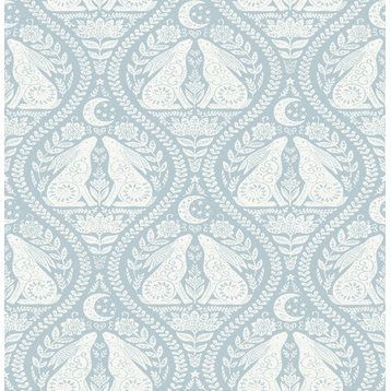 Blue Moon Rabbit Peel and Stick Wallpaper, Bolt