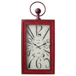 Yosemite Home Decor - Yosemite Home Decor Wavin' Red Wall Clock - Crafted to reflect a European design, the French Breakfast Wall Clock is truly a unique and beautiful accessory for your home. This square clocks frame is made of wood/metal and is finished in an antiqued white. The distressed faux wood is a wonderful background for the numbers and French script increasing the visibility in low and bright lights. This beautiful clock is a brilliant accent to any wall and will work well in either a home or office setting.