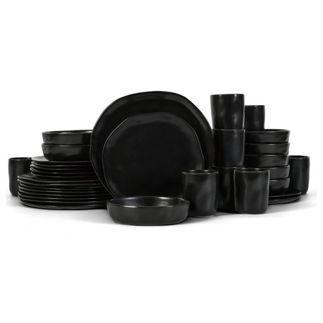 Stone by Mercer Project Hekonda Stoneware 32 Piece Dinnerware Set, Black