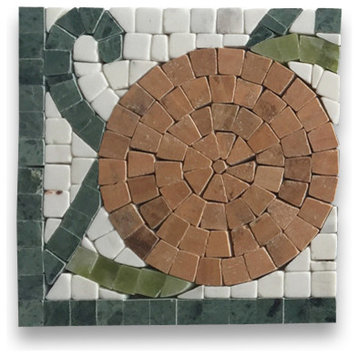 Marble Mosaic Border Decorative Tile Orange Yellow Wooden 4.7x4.7, 1 piece