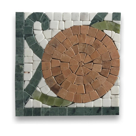 Marble Mosaic Border Decorative Tile Orange Yellow Wooden 4.7x4.7, 1 piece