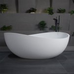 Wellfor - 63 inch Stone Resin Solid Surface Oval Shape Freestanding Bathtub, Matte White - Elevate your bathing moments with the Matte White High End Oval Shape Solid Surface Freestanding Bathtub. Designed ergonomically to provide you with the utmost comfort and relaxation during bathing. Its sleek transparent design with clean lines effortlessly complements various bathroom decors. Crafted with resin stone solid surface, it boasts exceptional durability and warm-keeping, making your bathroom more dazzling than ever. Beautiful artificial stone bathtub, widely used in five-star hotels and luxury houses.