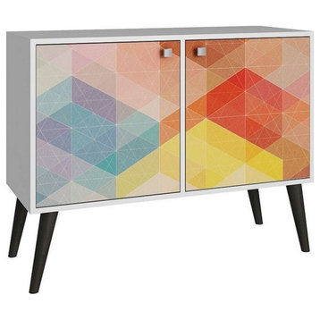 Bowery Hill 2-Door Mid-Century Wood Console Table in Multi-Color