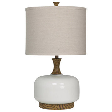 Signature 1 Light Table Lamp, Stained Wood and White