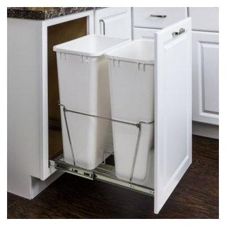 Hardware Resources Preassembled 35-Quart Double Pullout Waste Container System CAN-WBMD35-White