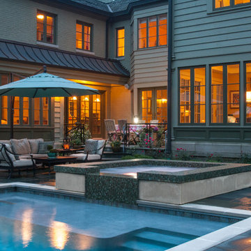 Kenilworth, IL Swimming Pool and Raised Tile Hot Tub