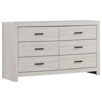 6 Drawers Wood Dresser, Coastal White