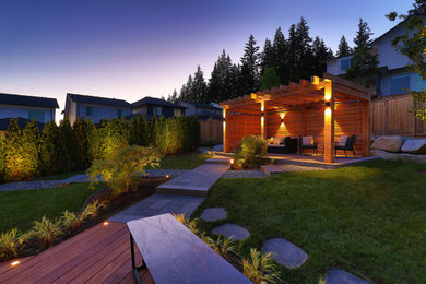 Design ideas for a mid-sized modern full sun backyard landscaping in Vancouver.