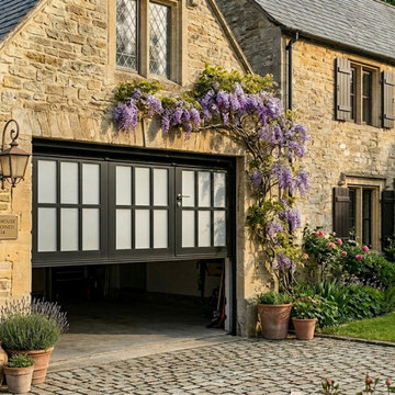 French-Style Garage Door with Frosted Privacy Panels