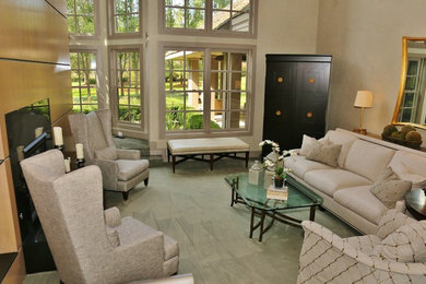 Living room - huge eclectic formal and enclosed living room idea in Other