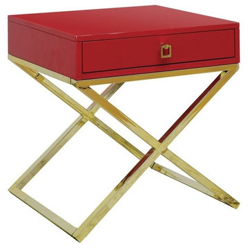 Furniture of America Ira Contemporary Wood 1-Drawer End Table in Red