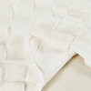Brick Textured Faux Fur Throw Blanket, White