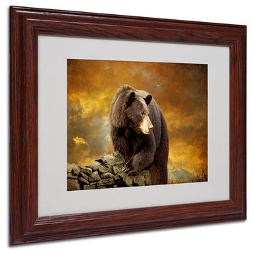 'The Bear Went Over the Mountain' Matted Framed Canvas Art by Lois Bryan