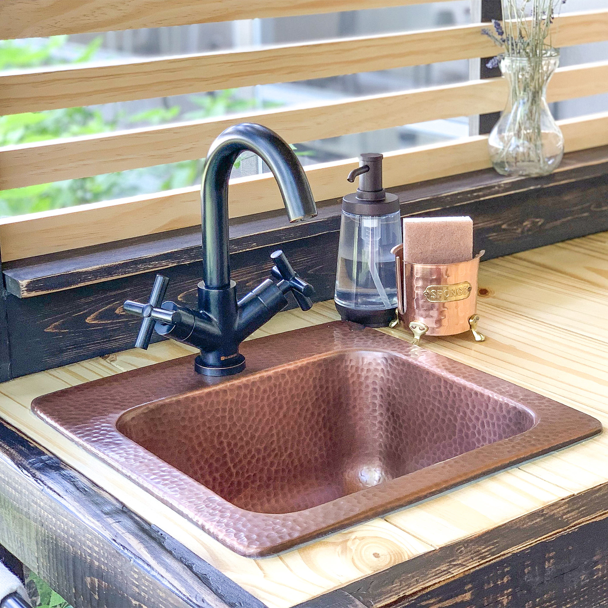 Angelico Copper 15" Single Bowl Drop-In Kitchen Sink