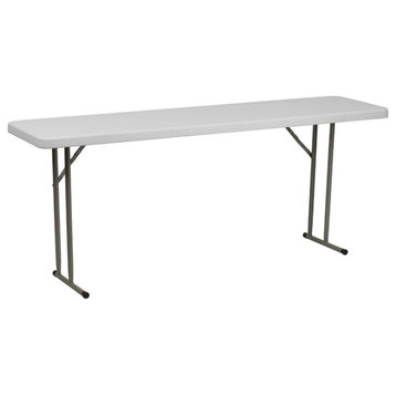 Flash Furniture Waterproof Plastic/Metal Folding Training Table in Granite White