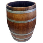 Lacquer Finished Extra Tall Wine Barrel Planter, 26"H x 26"W - All colors shown on the pictures may vary because these are made from used wine barrels, each one is different as we get them.