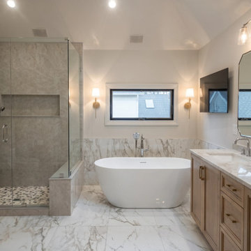 Luxury Master Bathroom Remodel – Freestanding Tub, Walk-In Shower & Skylight
