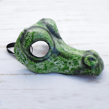 Novica Handmade Alligator Leather Mask (9 Inch)