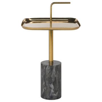 Seth Square Brass Top Side Table Brass/Marble