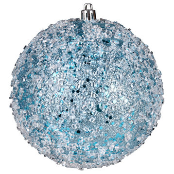 Vickerman N190232D 4.75" Baby Blue Glitter Hail Ball Ornament, 4 Per Bag
