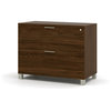 Modern Sit-Stand Desk With Credenza and Hutch, Oak Barrel