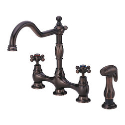 Danze Opulence&trade; Two Handle Bridge Faucet with Spray - Kitchen Faucets