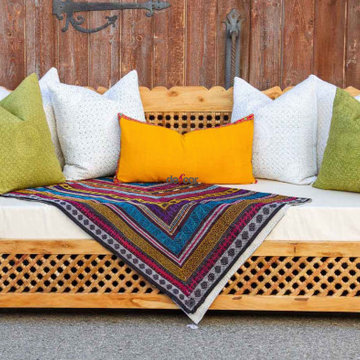 Moroccan Mousharabi Bleach Wood Daybed Sofa