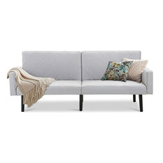 Convertible Recliner Couch Splitback Sleeper Futon Sofa Bed, Gray